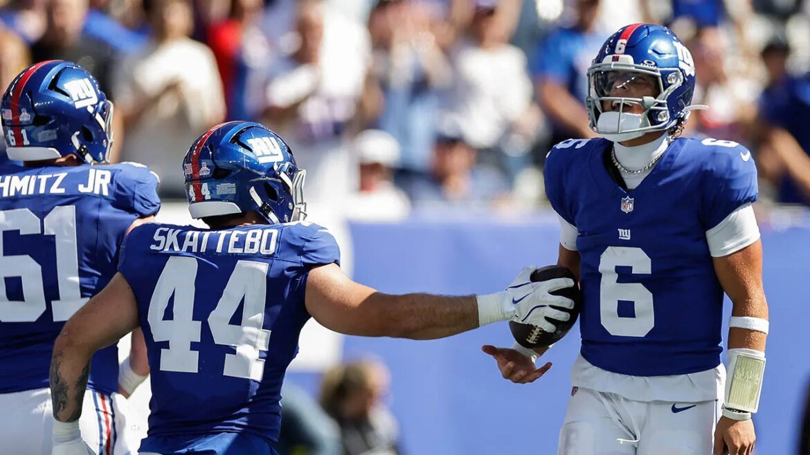 Notícias da NFL: Jaxson Dart dos Giants marca na primeira campanha em sua primeira titularidade.