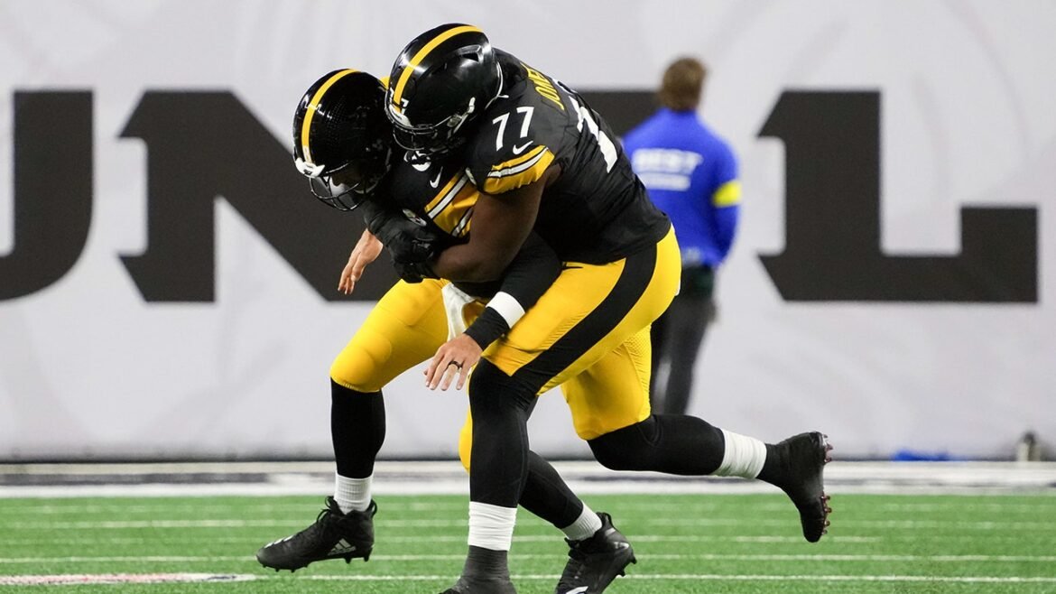 Broderick Jones, dos Steelers, diz que pode enfrentar Aaron Rodgers novamente.